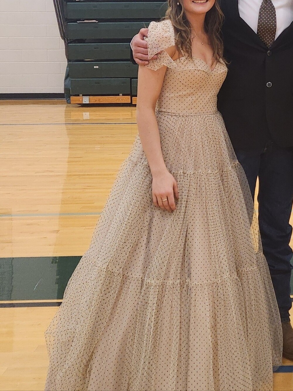 Sherri Hill Cream Polka Dot Tulle Ball Gown